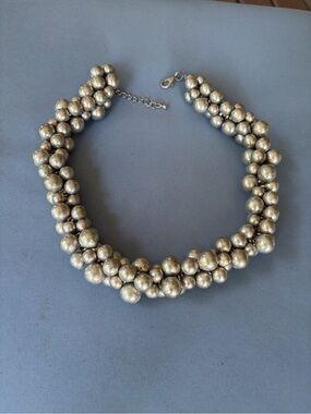 Silver-Tone Beaded Statement Necklace